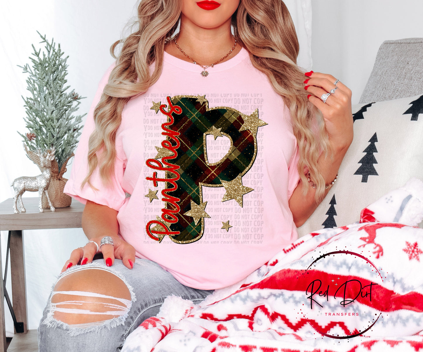 Panthers Christmas Plaid Mascot T-Shirt | Trendy School Spirit Shirt | Fast Shipping | Super Soft Shirts for Men/Women/Kid's