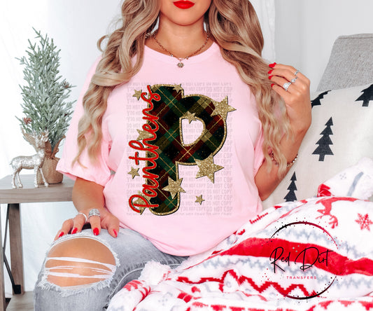 Panthers Christmas Plaid Mascot T-Shirt | Trendy School Spirit Shirt | Fast Shipping | Super Soft Shirts for Men/Women/Kid's