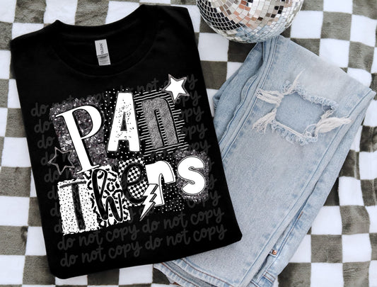Panthers  BW Collage Mascot T-Shirt | Trendy School Spirit Shirt | Fast Shipping | Super Soft Shirts for Men/Women/Kid's