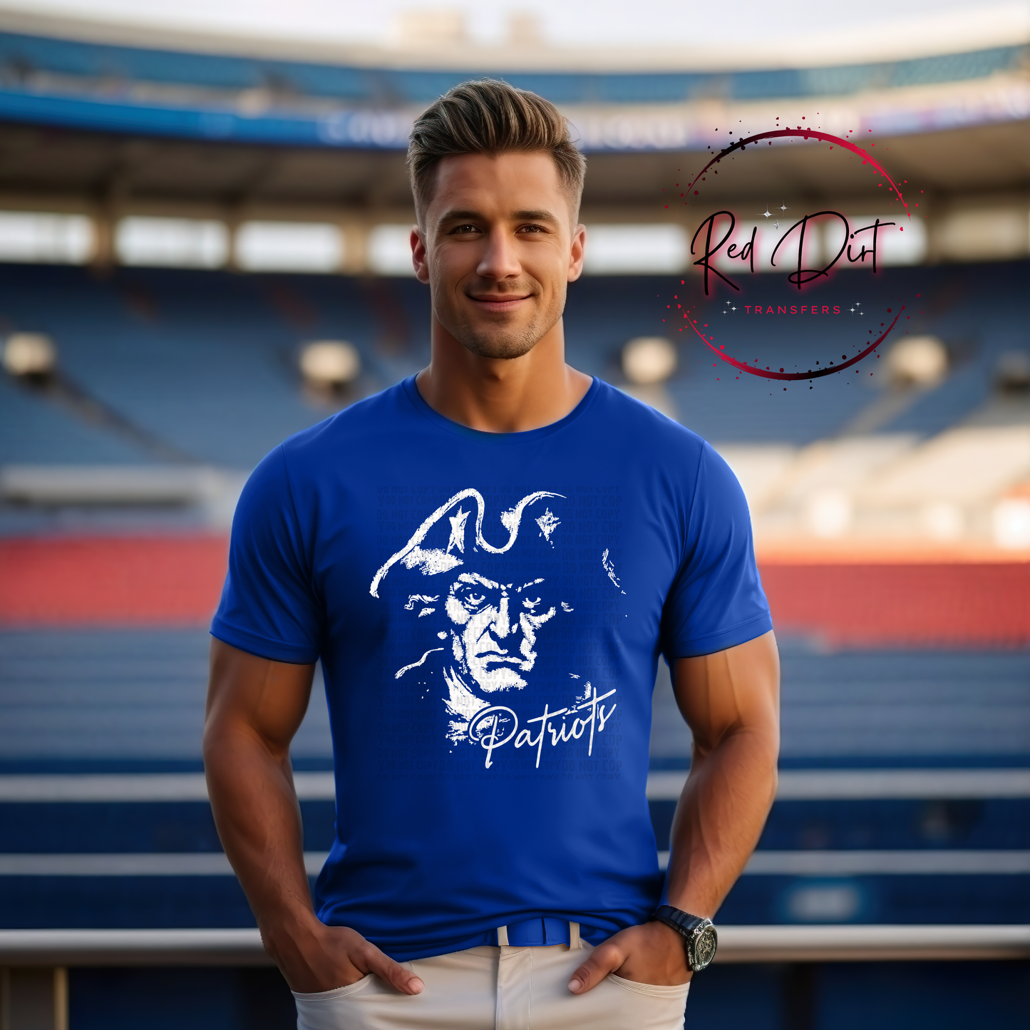Patriots Aggressive Mascot DTF Transfer | Football Heat Transfer | Game Day Ready to Press Design | Red Dirt Transfers