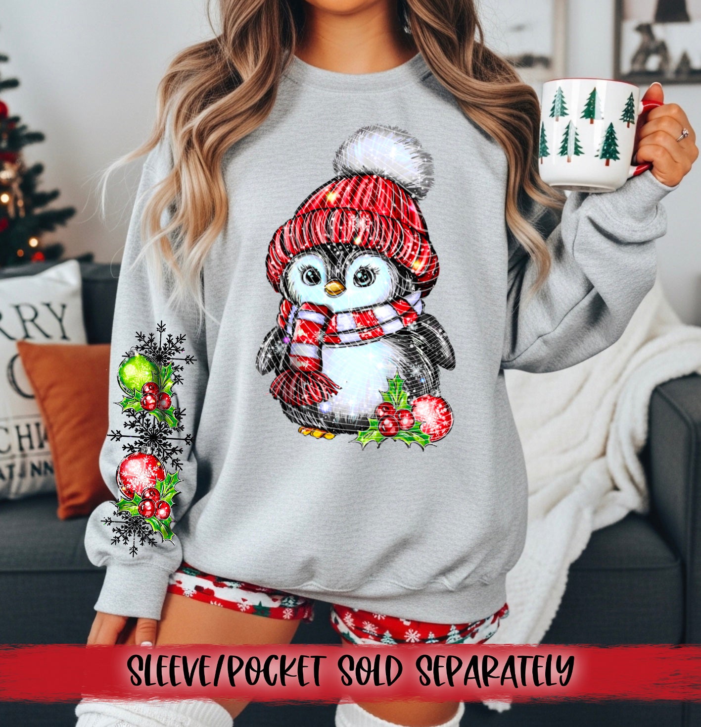 Christmas Penguin DTF Transfer | Trendy Christmas DTF Transfer | High Quality Image Transfers | Ready to Press | Instant Peel