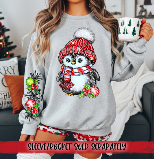 Christmas Penguin DTF Transfer | Trendy Christmas DTF Transfer | High Quality Image Transfers | Ready to Press | Instant Peel