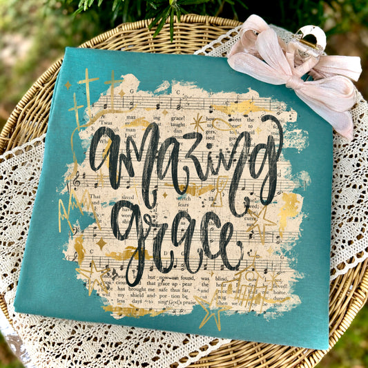 Amazing Grace DTF Transfer | Christian Faith Transfer | Religious Decal | Vintage Hymn Design | Christian Craft Transfer