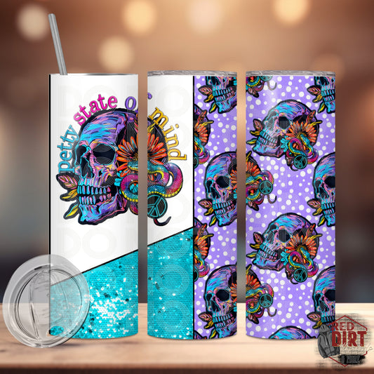 Petty State of Mind Insulated Tumbler with Plastic Lid and Sealed Reusable Straw | Trendy Cup | Hot/Cold Tumbler