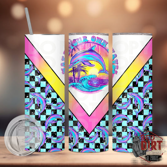 Make Your Own Waves Insulated Tumbler with Plastic Lid and Sealed Reusable Straw | Trendy Cup | Hot/Cold Tumbler
