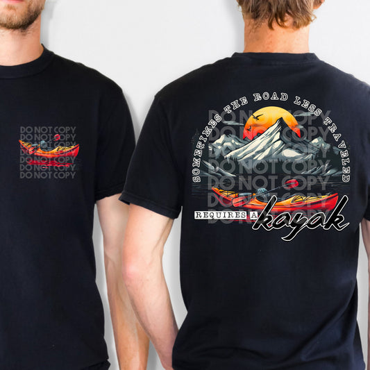Sometimes The Road Less Traveled Requires a Kayak DTF Transfer | Trendy Summer DTF Transfer | Ready to Press | High Quality DTF Transfers | Fast Shipping