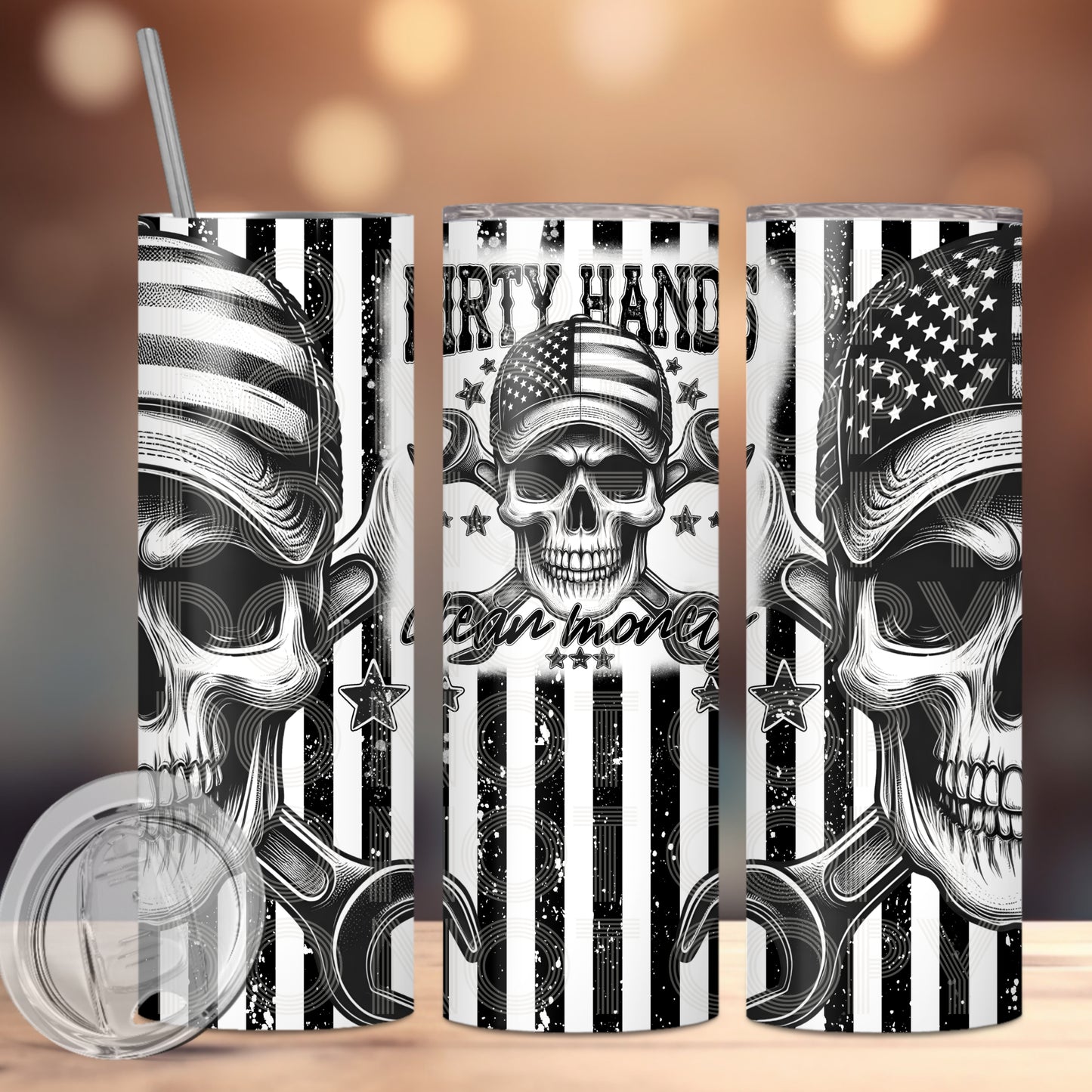 Dirty Hands Clean Money Insulated Tumbler with Plastic Lid and Sealed Reusable Straw | Trendy Cup | Hot/Cold Tumbler