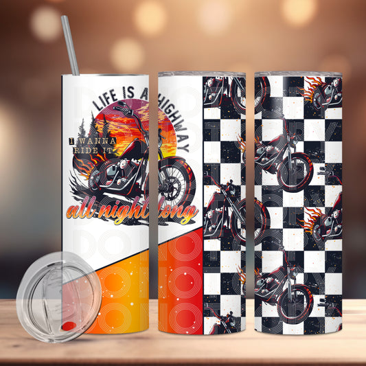 Life is a Highway Insulated Tumbler with Plastic Lid and Sealed Reusable Straw | Trendy Cup | Hot/Cold Tumbler