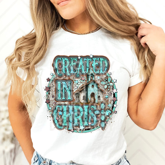 Created in Christ DTF Transfer | Trendy Christian DTF Transfer | Ready to Press | High Quality DTF Transfers | Fast Shipping