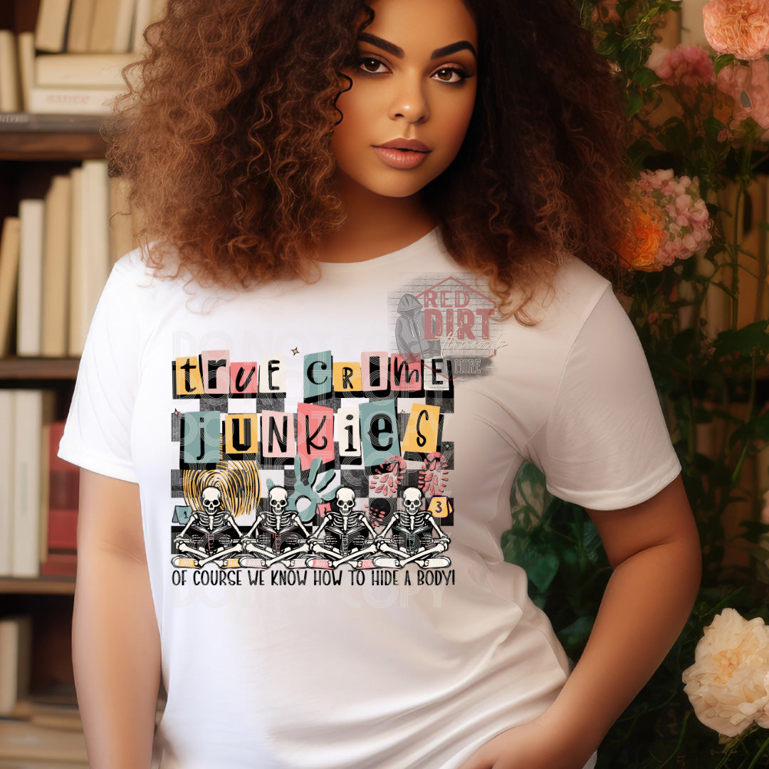 True Crime Junkie DTF Transfer | Trendy Bookish DTF Transfer | Ready to Press | High Quality DTF Transfers | Fast Shipping