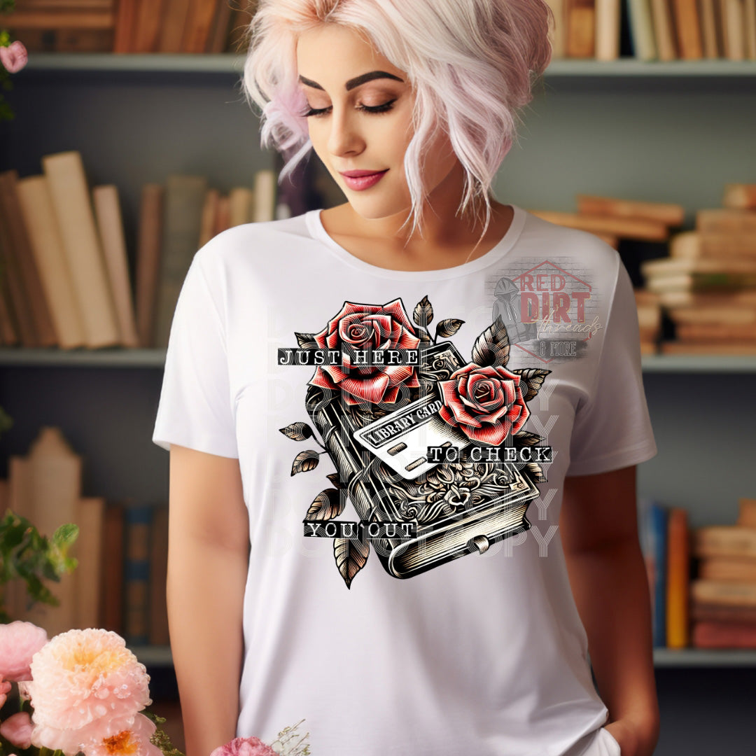 Just Here To Check You Out DTF Transfer | Trendy Bookish DTF Transfer | Ready to Press | High Quality DTF Transfers | Fast Shipping