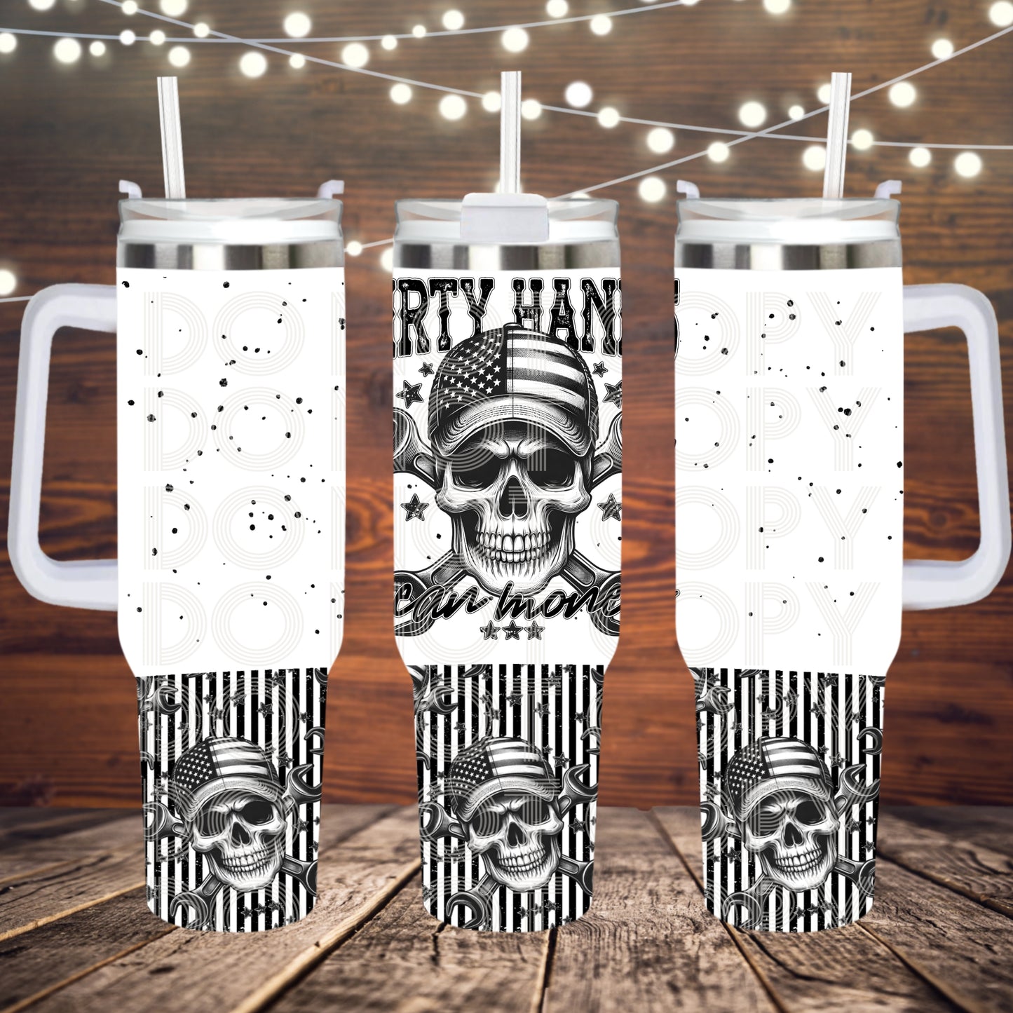 Dirty Hands Clean Money UV DTF 40oz Tumbler Transfer | Trendy Tumbler Wrap | Ready to Transfer | High Quality | Waterproof UV Transfer