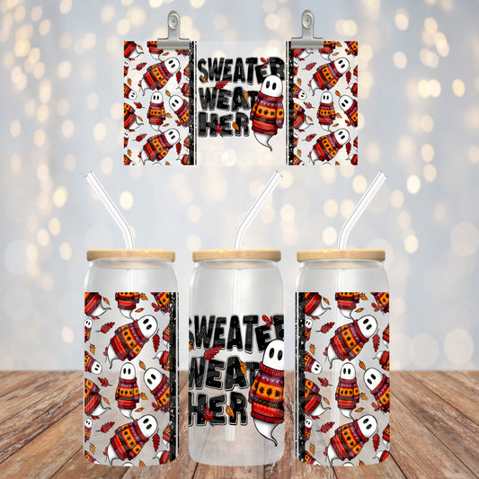 Sweater Weather UV DTF Libbey Transfer | Trendy Fall Libbey Wrap | Ready to Transfer | High Quality | Waterproof UV Transfer