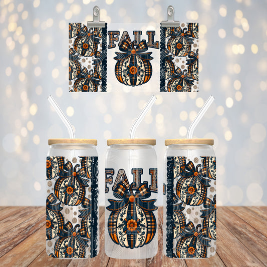 Fall UV DTF Libbey Transfer | Trendy Fall Libbey Wrap | Ready to Transfer | High Quality | Waterproof UV Transfer