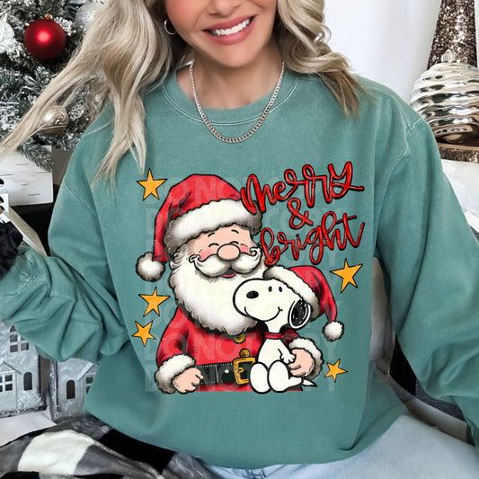Merry and Bright DTF Transfer | Santa DTF Transfer | Cute Christmas DTF | High Quality DTF Image Transfer