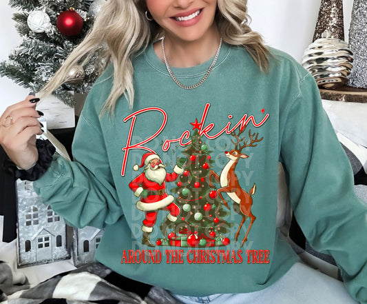 Rockin' Around The Christmas Tree DTF Transfer | Santa DTF Transfer | Cute Christmas DTF | High Quality DTF Image Transfer