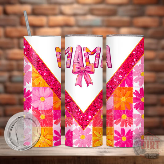 Mama Insulated Tumbler with Plastic Lid and Sealed Reusable Straw | Trendy Summer Cup | Hot/Cold Tumbler