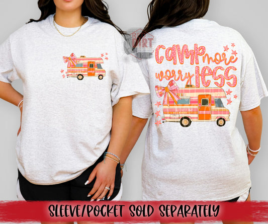 Camp More Worry Less DTF Transfer | Trendy Summer DTF Transfer | High Quality Image Transfers | Ready to Press | Fast Shipping