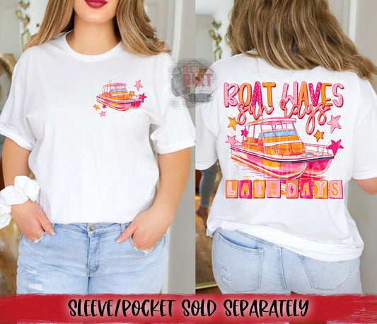 Boat Waves Sun Rays Lake Days DTF Transfer | Trendy Summer DTF Transfer | High Quality Image Transfers | Ready to Press | Fast Shipping