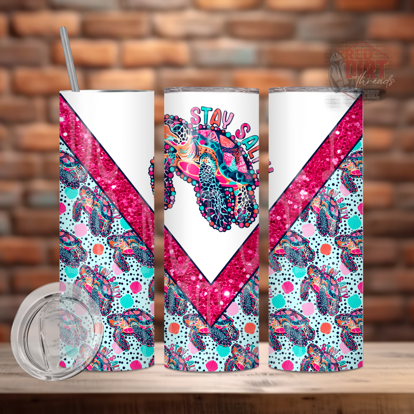 Stay Salty Insulated Tumbler with Plastic Lid and Sealed Reusable Straw | Trendy Summer Cup | Hot/Cold Tumbler