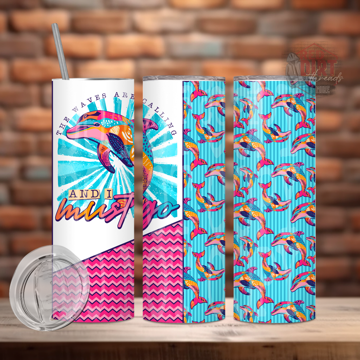 The Waves Are Calling And I Must Go Insulated Tumbler with Plastic Lid and Sealed Reusable Straw | Trendy Summer Cup | Hot/Cold Tumbler