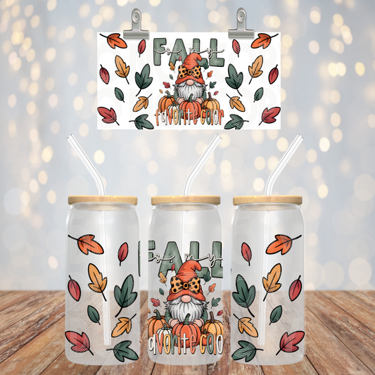 Fall is My Favorite Color UV DTF Libbey Transfer | Trendy Fall Libbey Wrap | Ready to Transfer | High Quality | Waterproof UV Transfer