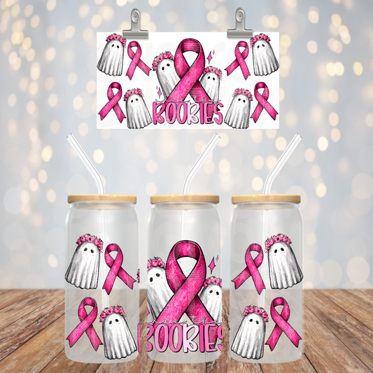 Boobies UV DTF Libbey Transfer | Trendy Awareness Libbey Wrap | Ready to Transfer | High Quality | Waterproof UV Transfer