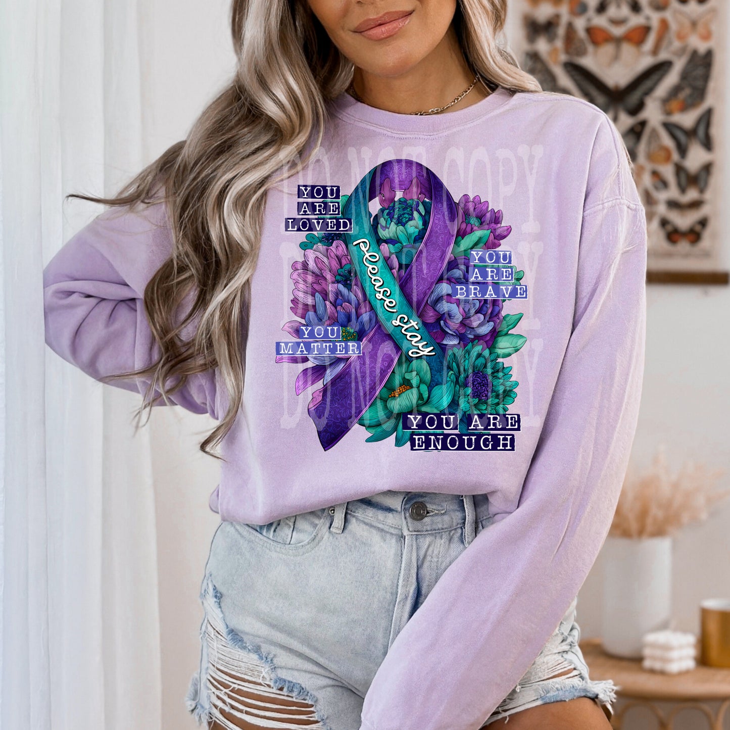 Please Stay DTF Transfer | Trendy Awareness DTF Transfer | High Quality Image Transfers | Ready to Press | Instant Peel