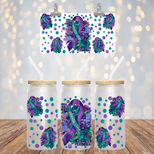 Please Stay UV DTF Libbey Transfer | Trendy Awareness Libbey Wrap | Ready to Transfer | High Quality | Waterproof UV Transfer