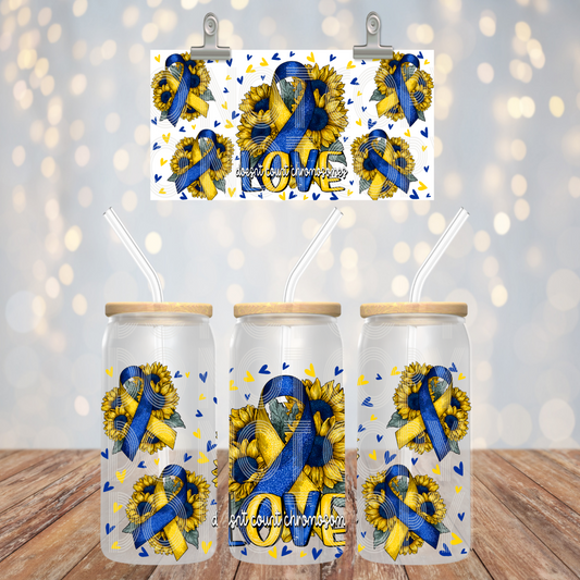 Love Doesn't Count Chromosomes UV DTF Libbey Transfer | Trendy Awareness Libbey Wrap | Ready to Transfer | High Quality | Waterproof UV Transfer