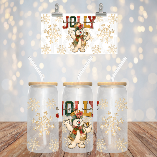 Jolly Happy Soul UV DTF Libbey Transfer | Trendy Christmas Libbey Wrap | Ready to Transfer | High Quality | Waterproof UV Transfer