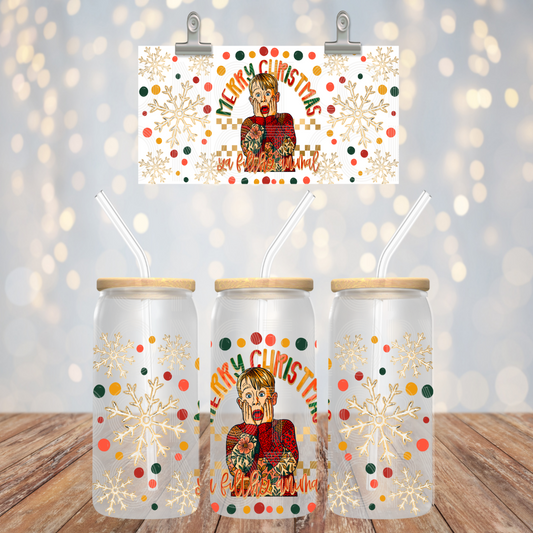 Merry Christmas UV DTF Libbey Transfer | Trendy Christmas Libbey Wrap | Ready to Transfer | High Quality | Waterproof UV Transfer