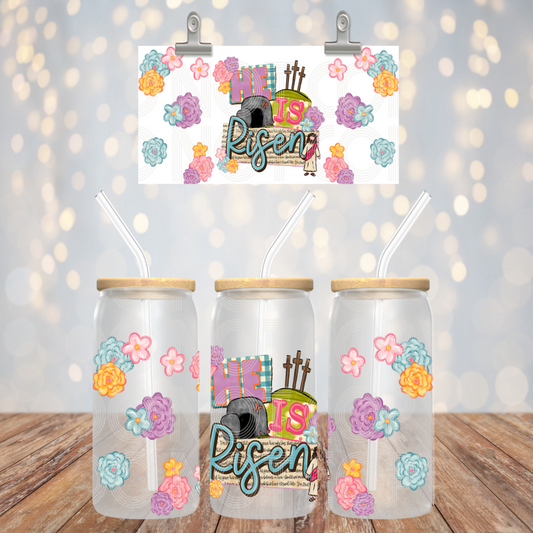 He is Risen UV DTF Libbey Transfer | Trendy Easter Libbey Wrap | Ready to Transfer | High Quality | Waterproof UV Transfer