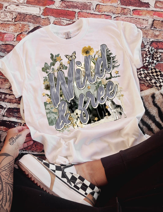 Wild and Free Wolf DTF Transfer, Boho Nature Ready to Press Transfer, Wilderness Graphic Heat Transfer