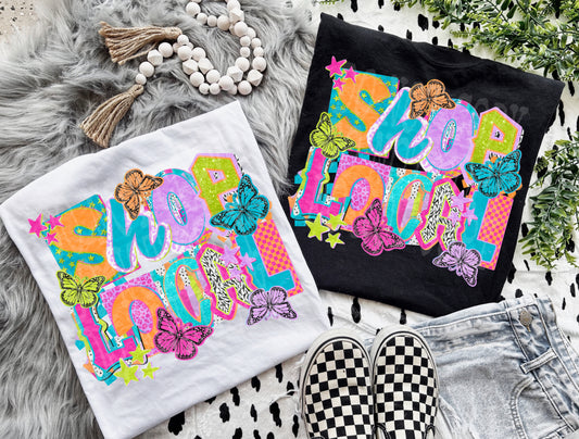 Shop Local DTF Transfer Ready to Press | Small Business Support DTF | Retro Colorful Local Shop Design | Boutique Graphic | Red Dirt