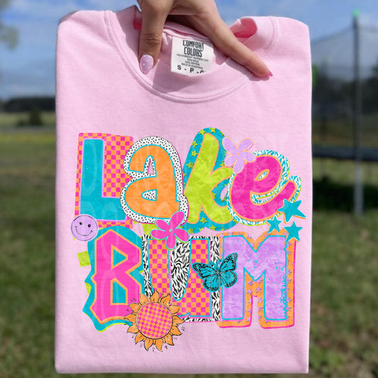 Lake Bum DTF Transfer Ready to Press | Summer Lake Life DTF | Retro Colorful Lake Design | Vacation Graphic | Trendy DTF | Red Dirt