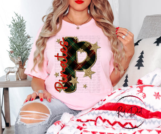 Pirates Christmas Plaid Mascot T-Shirt | Trendy School Spirit Shirt | Fast Shipping | Super Soft Shirts for Men/Women/Kid's