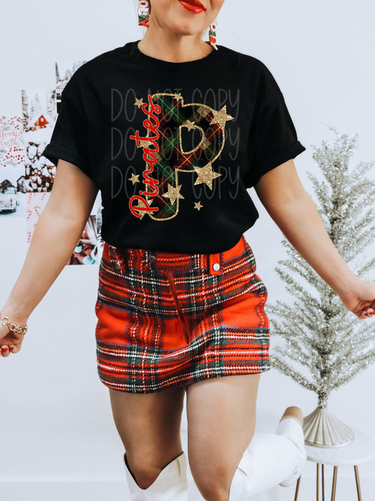 Pirates  Christmas Plaid Mascot DTF Transfer | Trendy School Spirit DTF Transfer | High Quality Image Transfers | Ready to Press | Instant Peel