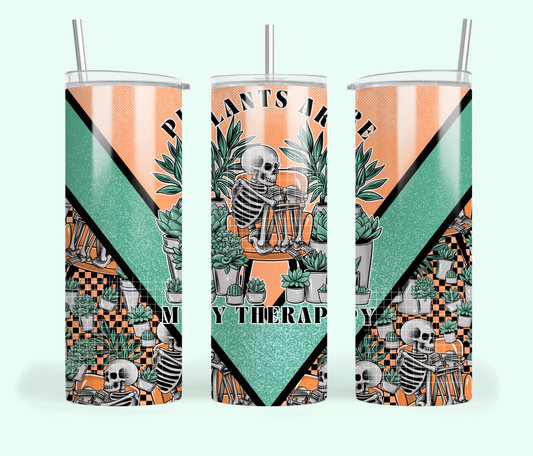 Plants are my Therapy Insulated Tumbler with Plastic Lid and Sealed Reusable Straw | Hot/Cold Tumbler