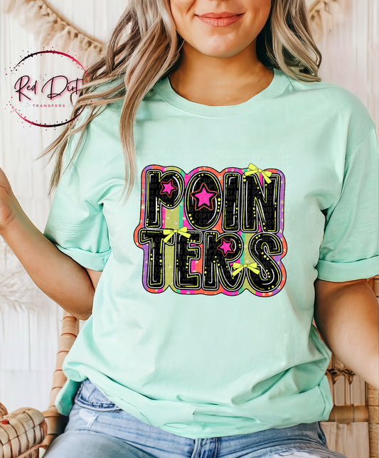 Retro Pointers Mascot T-Shirt | School Spirit Game Day Tee | Colorful School Pride Shirt