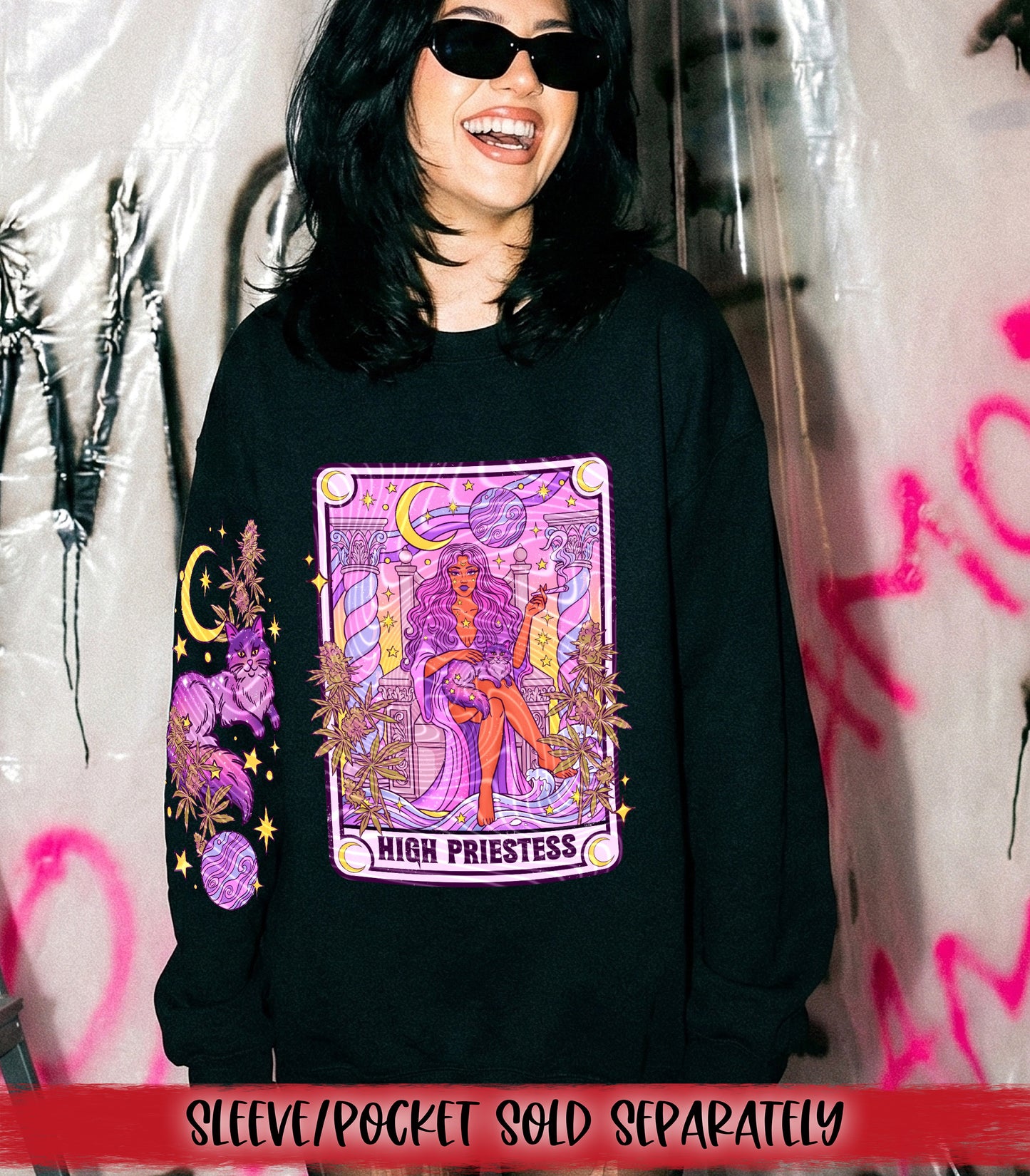 High Priestess Tarot DTF Transfer | Witchy 420 Goddess Graphic Heat Transfer | Mystic Tarot Card Shirt Transfer | Red Dirt Transfers