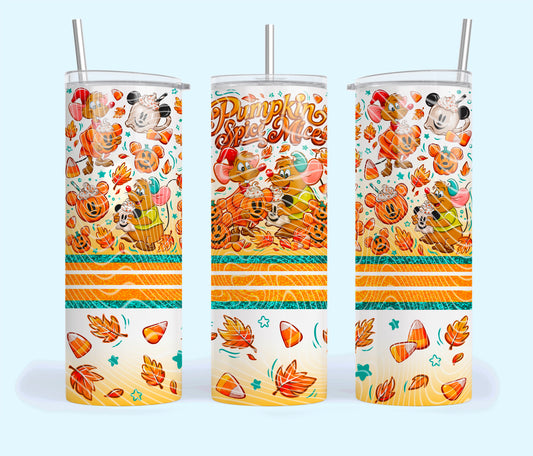Pumpkin Spice Mice Insulated Tumbler with Plastic Lid and Sealed Reusable Straw | Trendy Fall Cup | Hot/Cold Tumbler