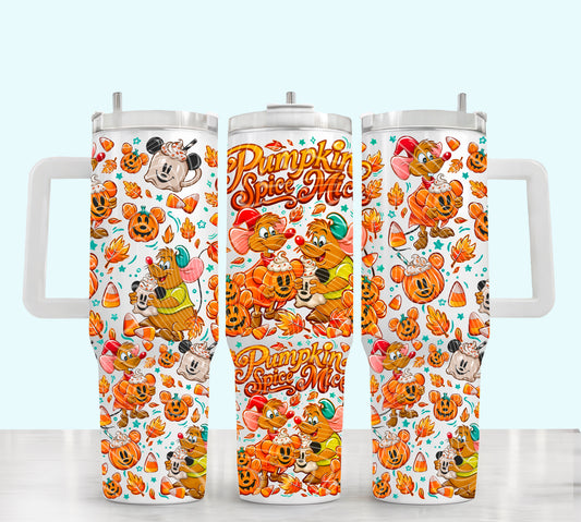 Pumpkin Spice Mice UV DTF 40oz Tumbler Transfer | Trendy Fall Tumbler Wrap | Ready to Transfer | High Quality | Waterproof UV Transfer