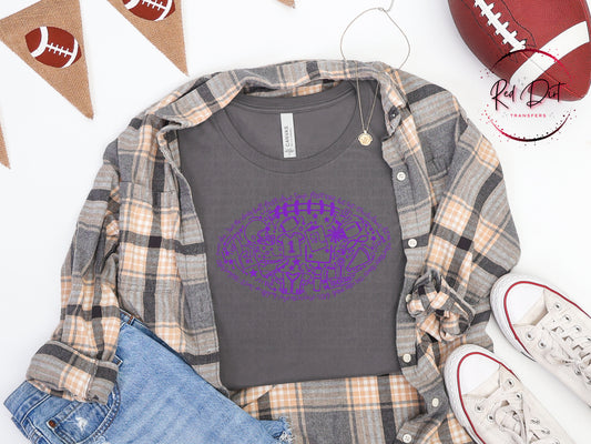 Purple Football Doodle DTF Transfer | Purple Football Heat Transfer | Ready to Press Transfer