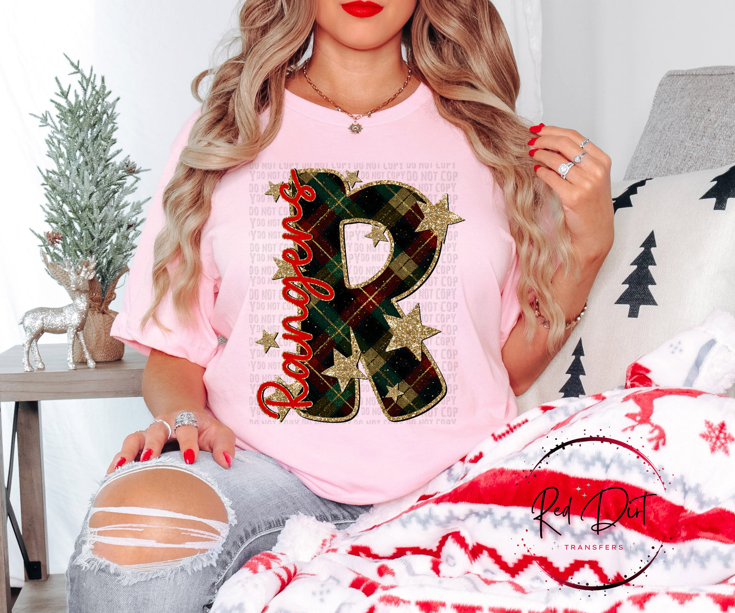 Rangers Christmas Plaid Mascot DTF Transfer | Trendy School Spirit DTF Transfer | High Quality Image Transfers | Ready to Press | Instant Peel