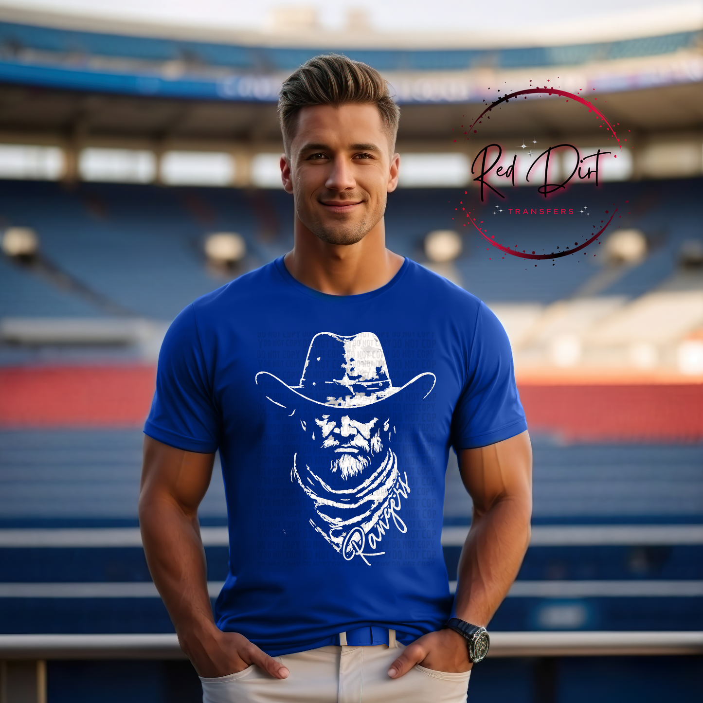 Rangers Aggressive Mascot DTF Transfer | Football Heat Transfer | Game Day Ready to Press Design | Red Dirt Transfers