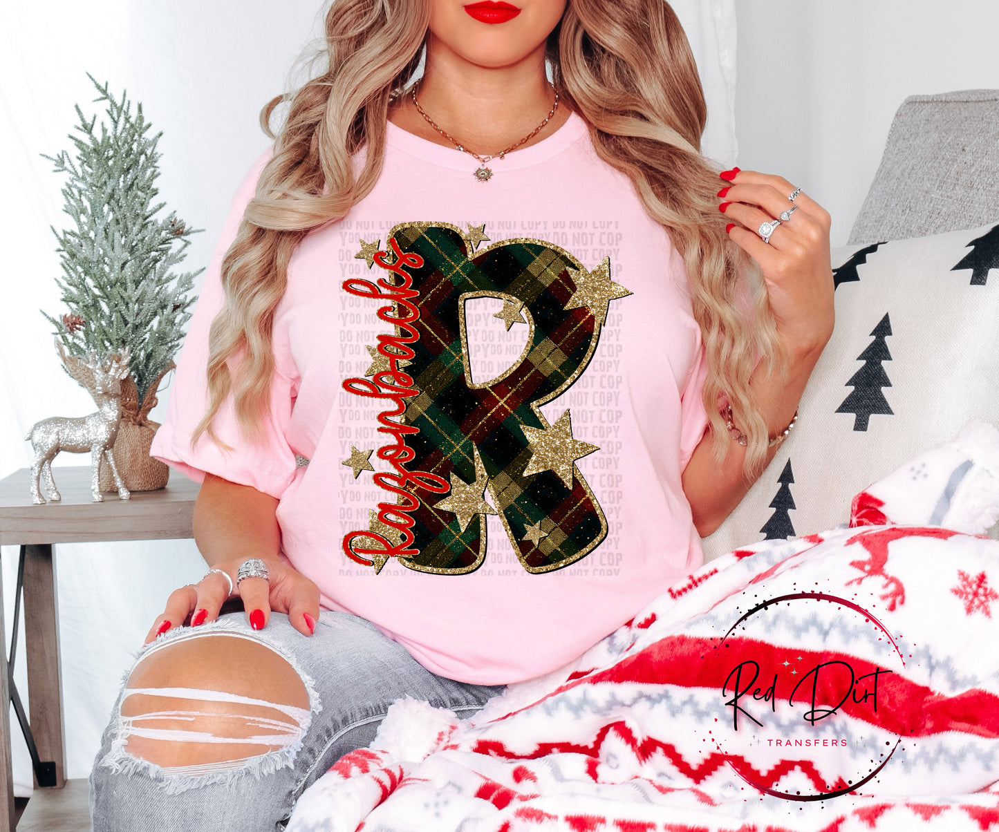 Razorbacks Christmas Plaid Mascot DTF Transfer | Trendy School Spirit DTF Transfer | High Quality Image Transfers | Ready to Press | Instant Peel