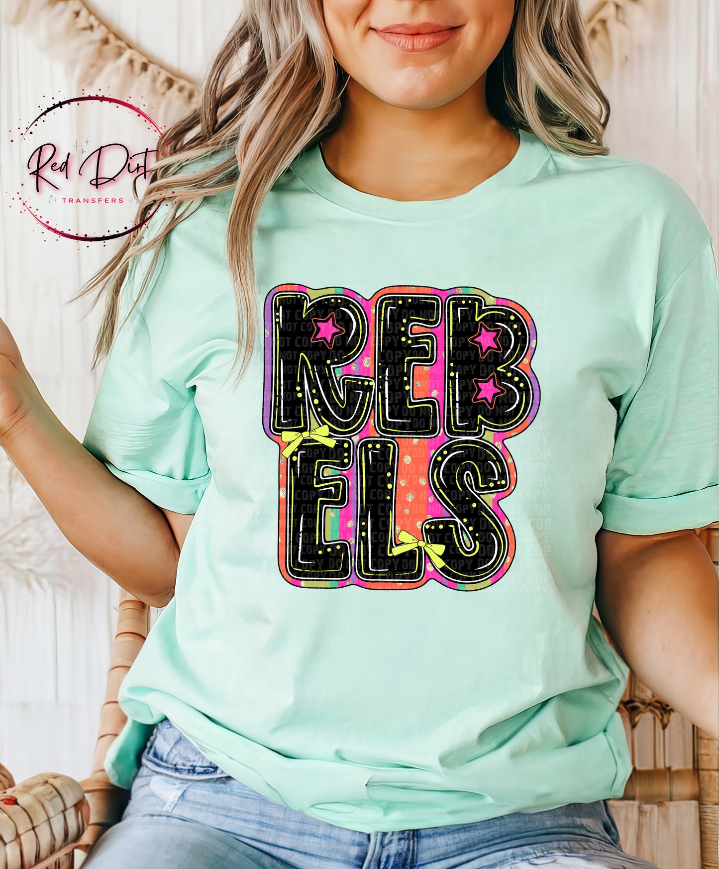 Retro Rebels Mascot T-Shirt | School Spirit Game Day Tee | Colorful School Pride Shirt