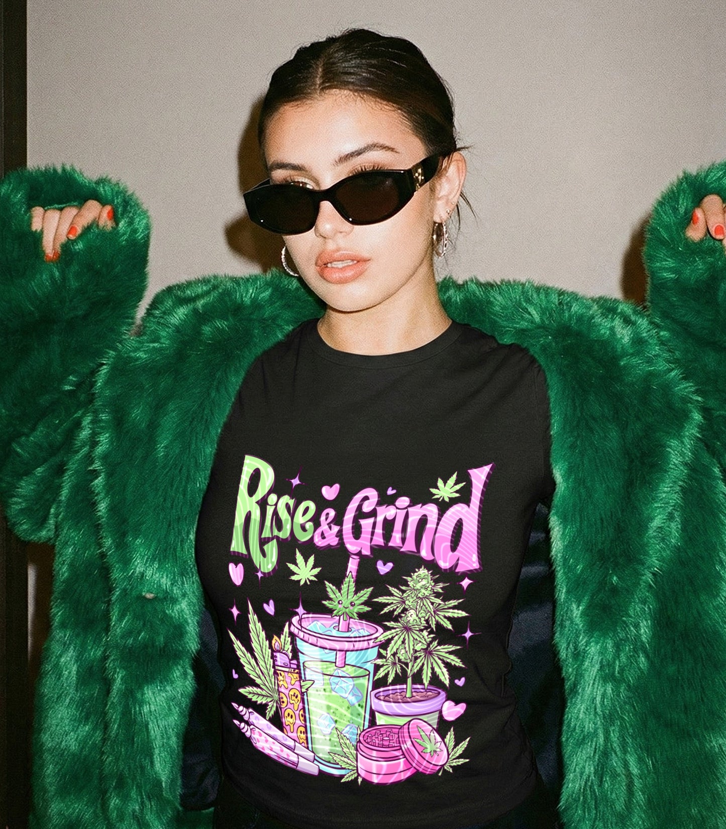 Rise & Grind DTF Transfer | Funny 420 Coffee Graphic Heat Transfer | Cute Stoner Morning Shirt Transfer | Red Dirt Transfers