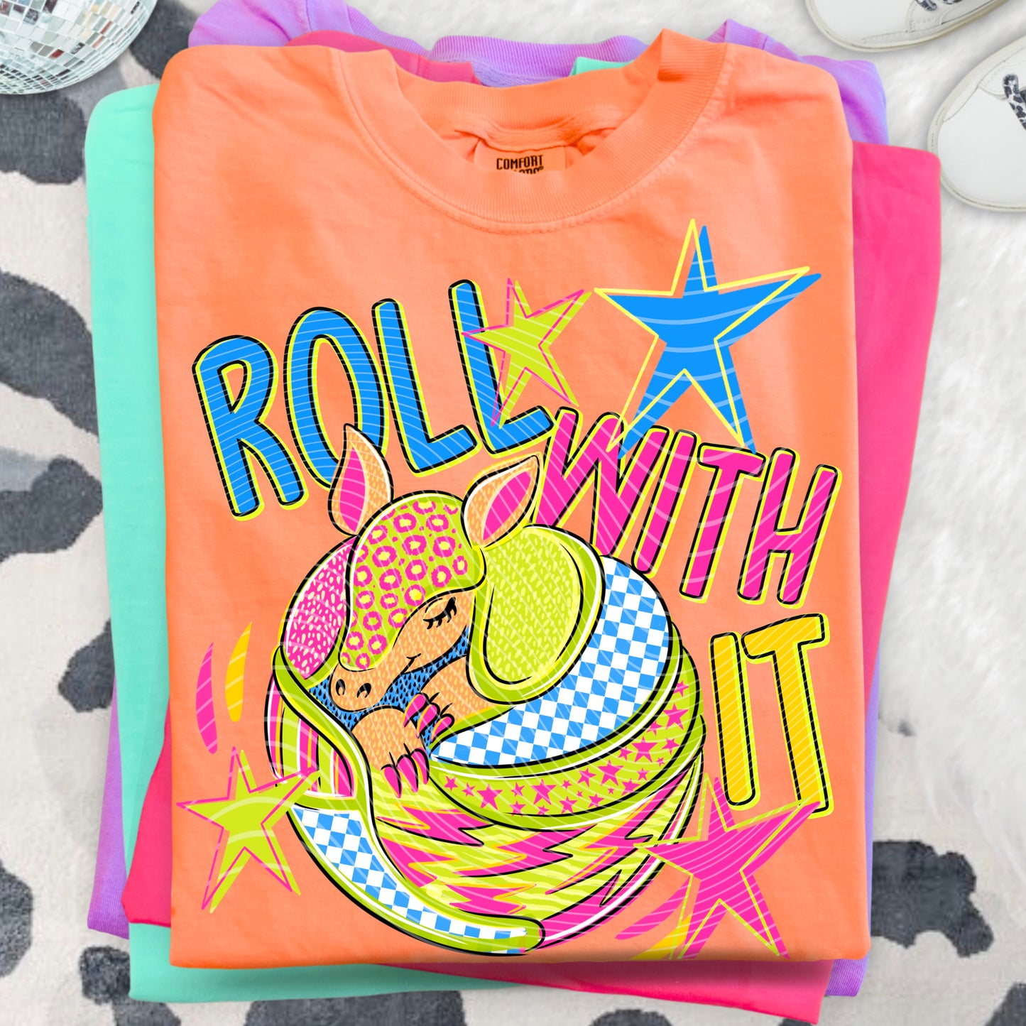 Roll With It DTF Transfer | Armadillo Sleeve Transfer | Retro Western Shirt Print | Boutique Graphic Tee